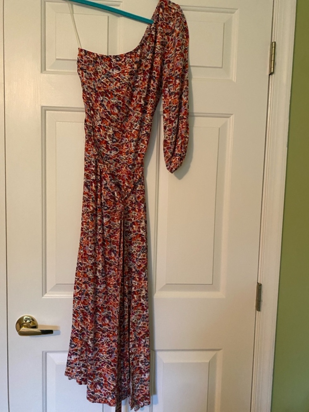 American Eagle Outfitters One-Shoulder Rose Floral Midi Dress - Picture 3 of 9